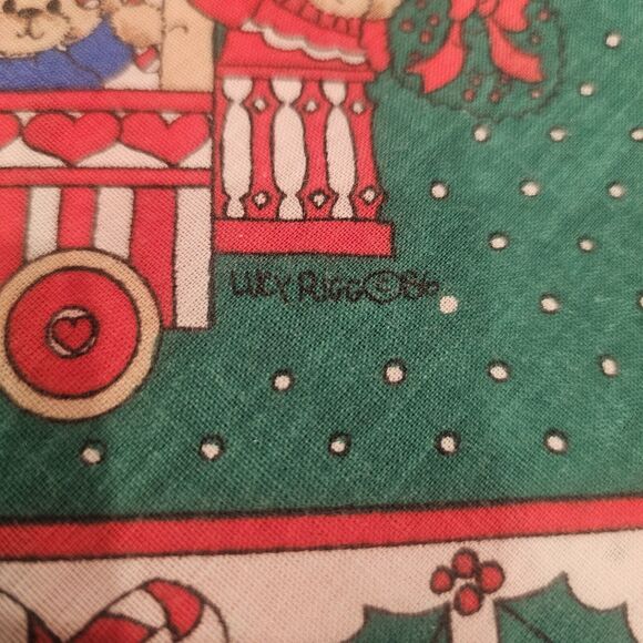 1986 Lucy Rigg Tablecloth Christmas Teddy Bear Train 50x68" & 6 Napkins Set VTG - Picture 3 of 7